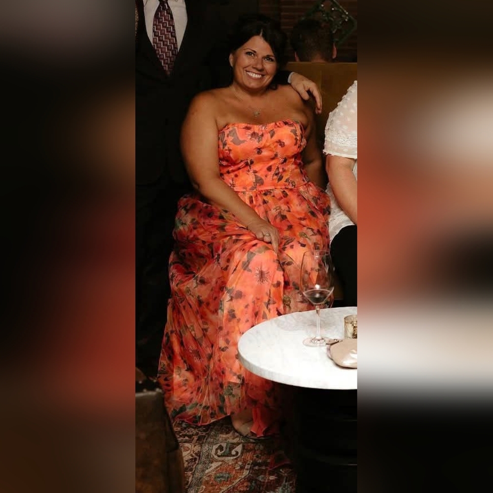Lulu's Coral-Pink Floral Strapless Maxi Dress - Picture 2 of 2